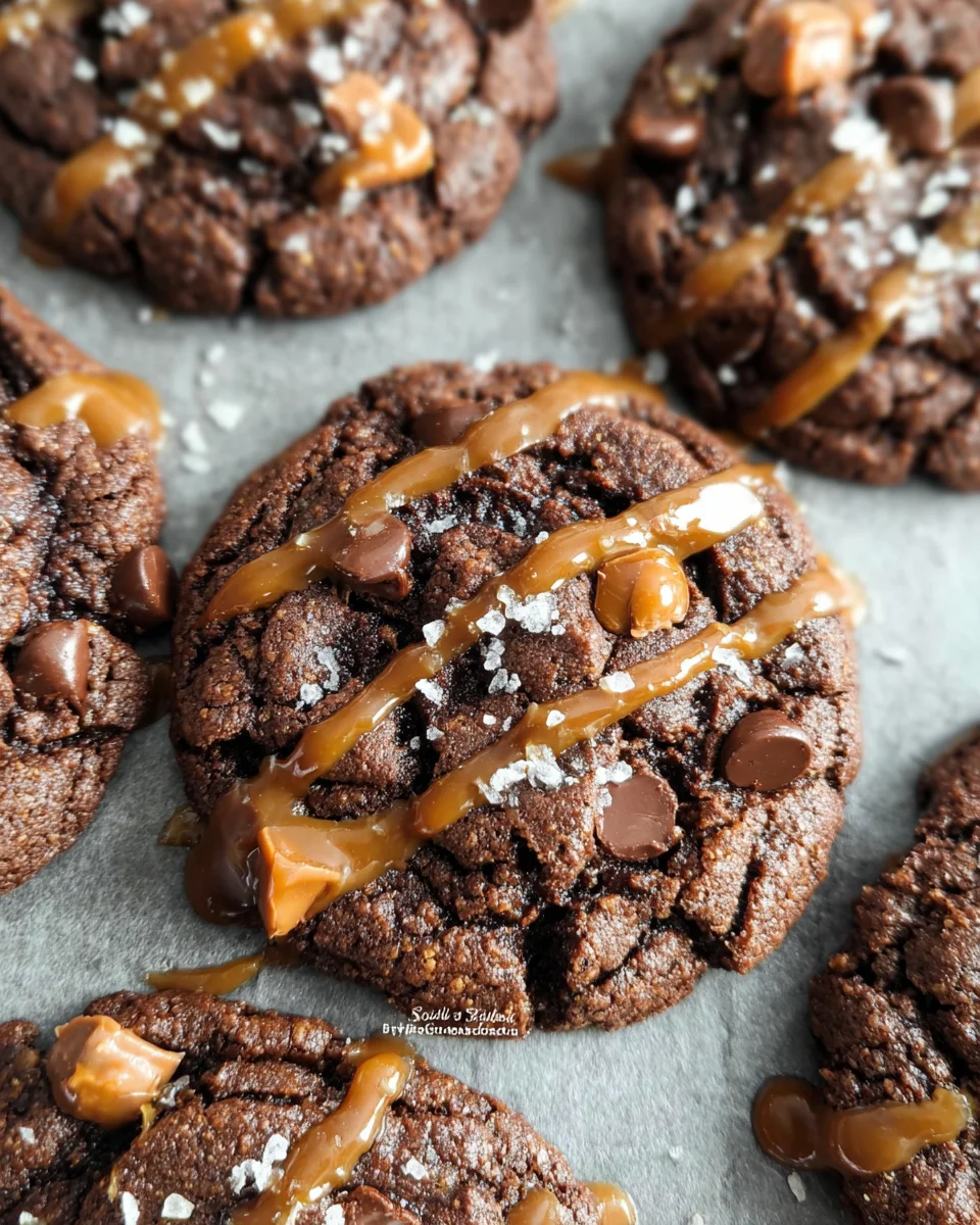 Double Chocolate Salted Caramel Cookies