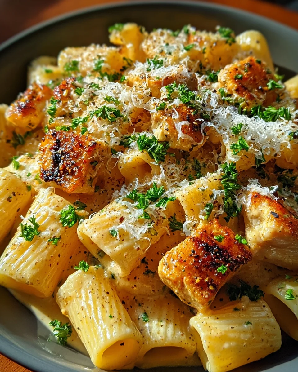 Garlic Butter Chicken with Rigatoni and Parmesan