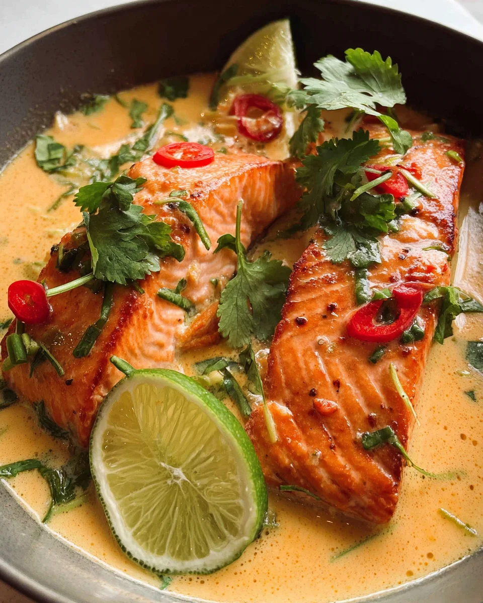 Poached Salmon in Coconut Lime Sauce