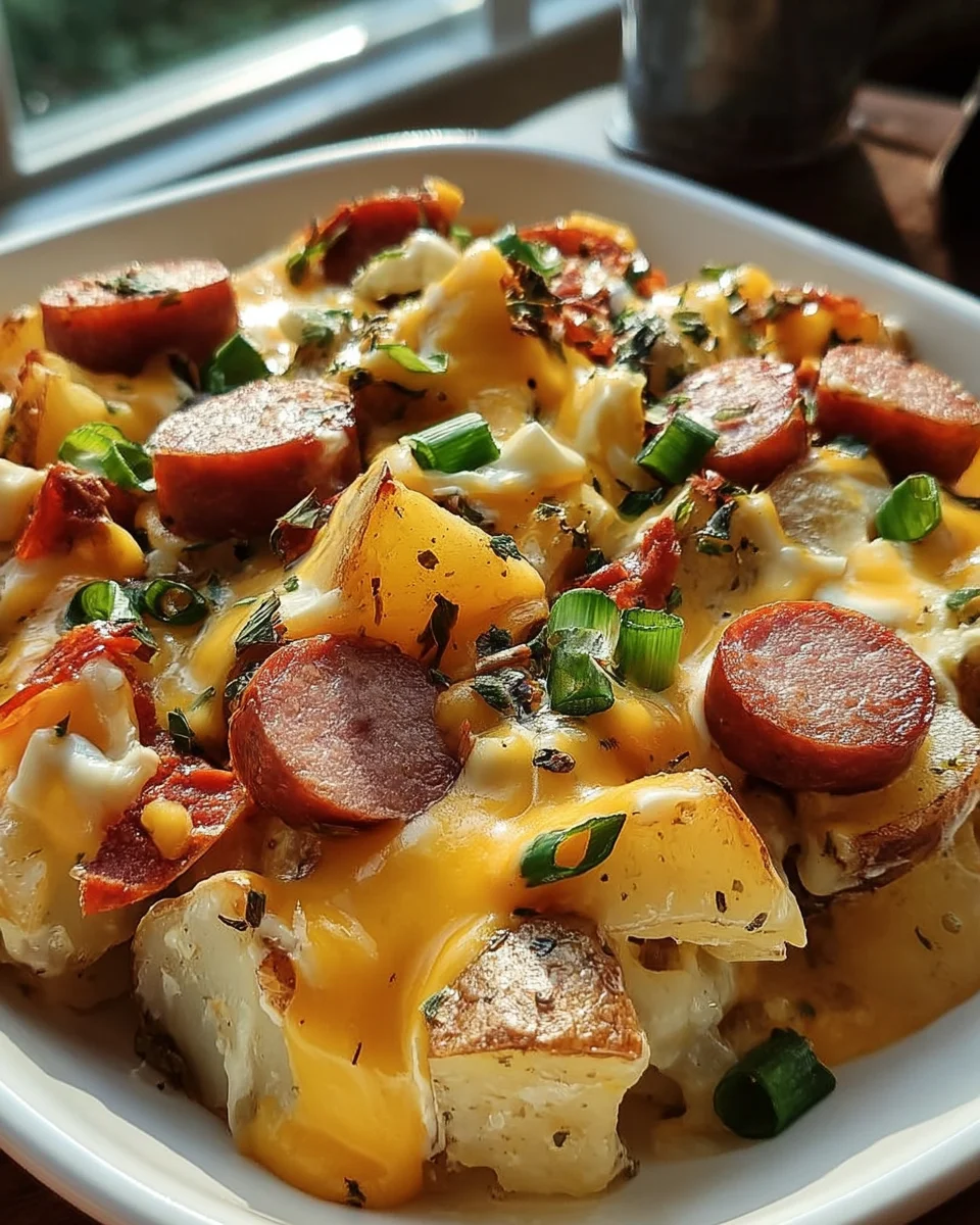 Cheesy Ranch Potatoes and Smoked Sausage