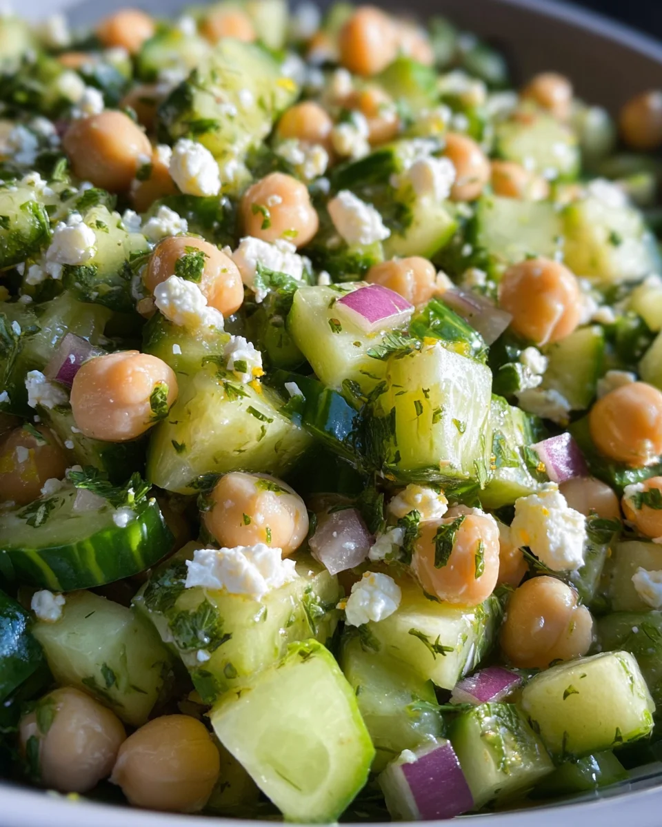 Herby Cucumber Salad with Feta and Chickpeas