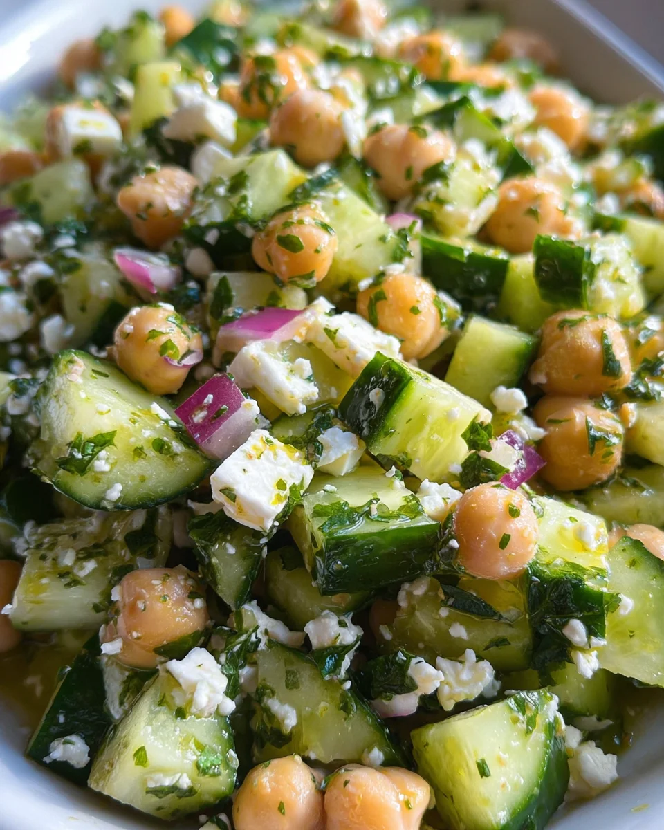 Herby Cucumber Salad with Feta and Chickpeas 20 Herby
