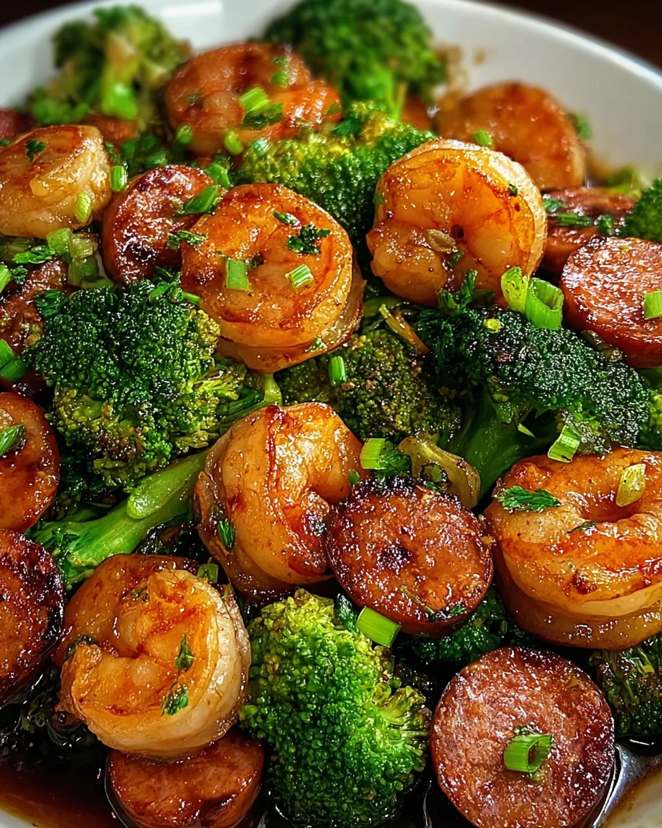 Honey Garlic Shrimp, Sausage, and Broccoli