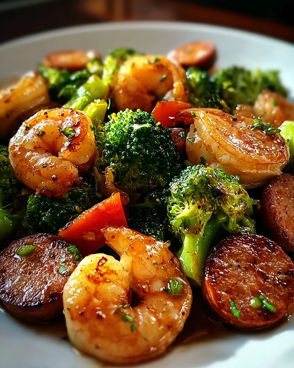 Honey Garlic Shrimp, Sausage, and Broccoli 22 Honey