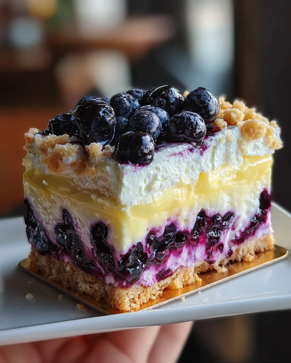 Lemon Blueberry Shortbread Mousse Cake