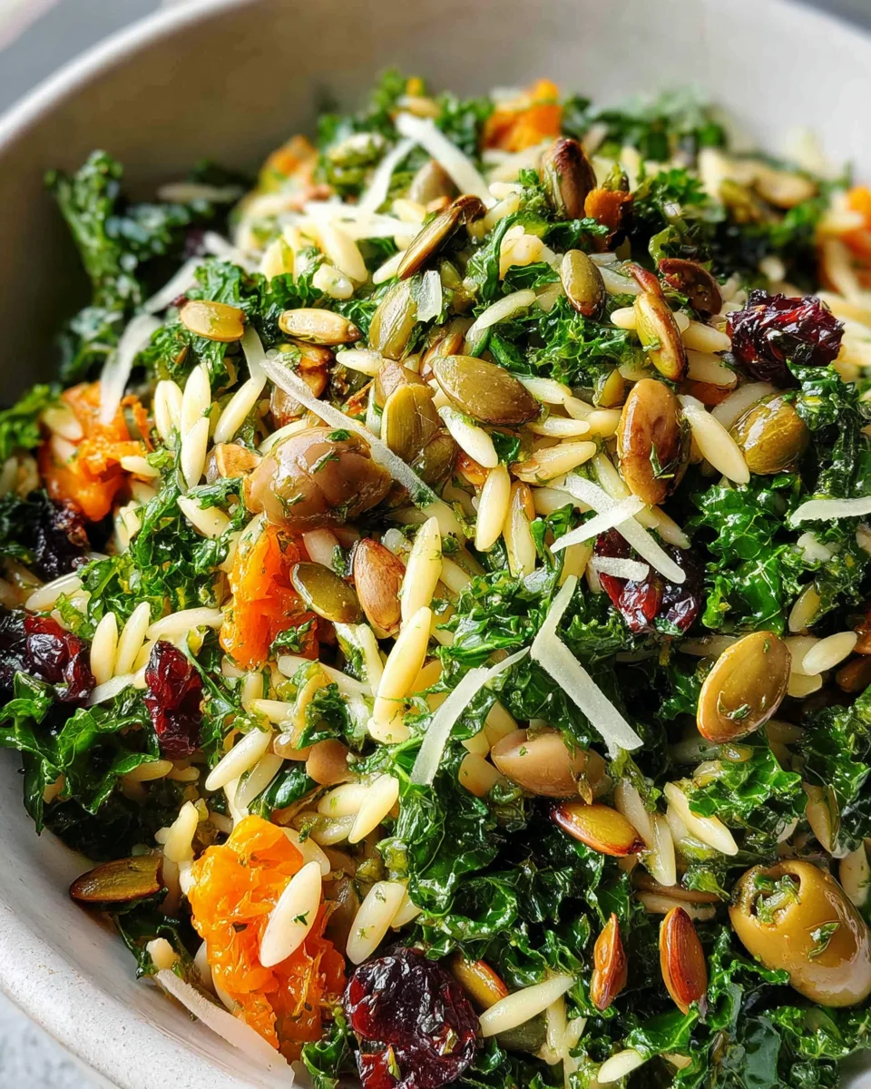 Orzo Kale Salad with Lemon Vinaigrette