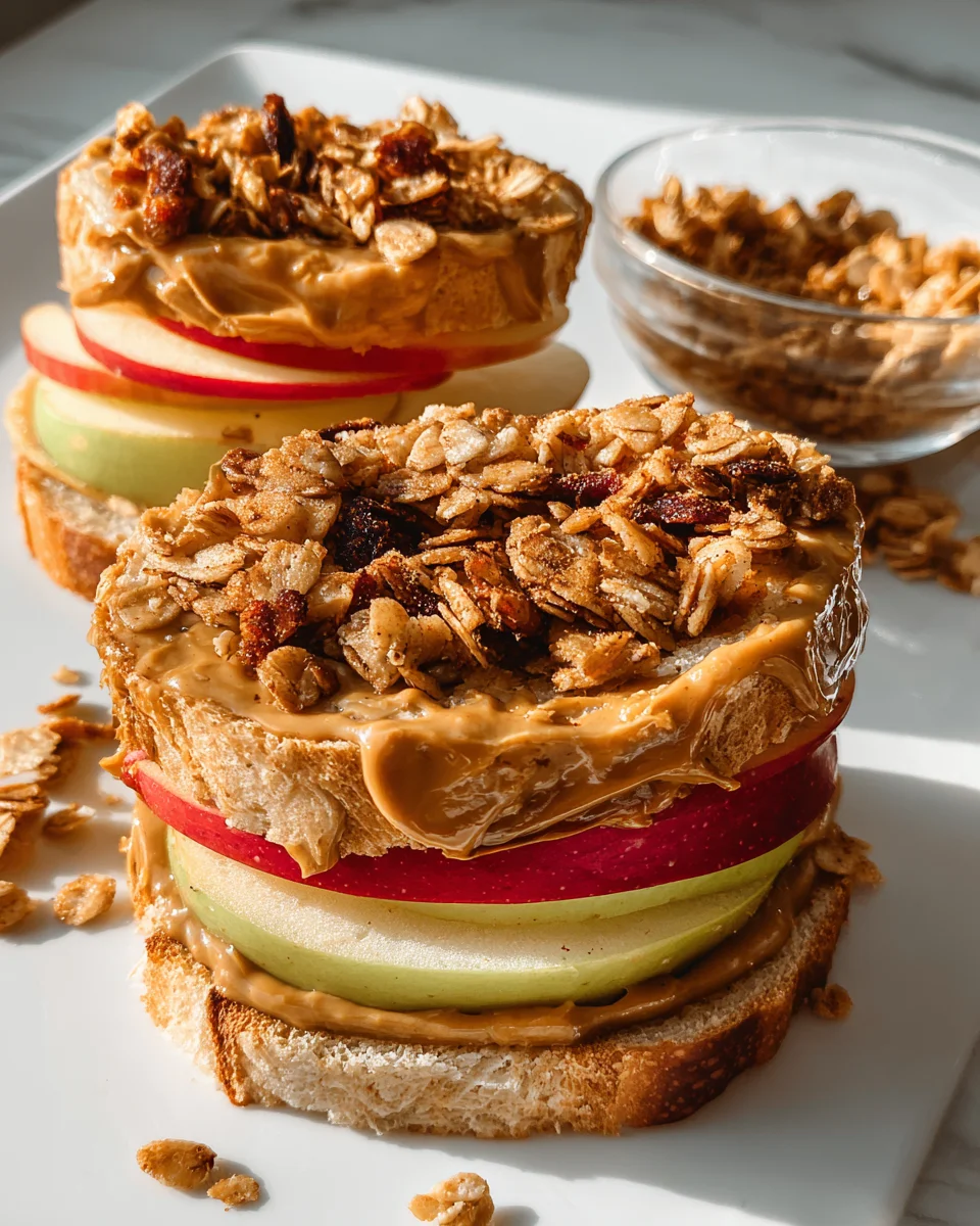 Peanut Butter Apple Sandwiches with Granola