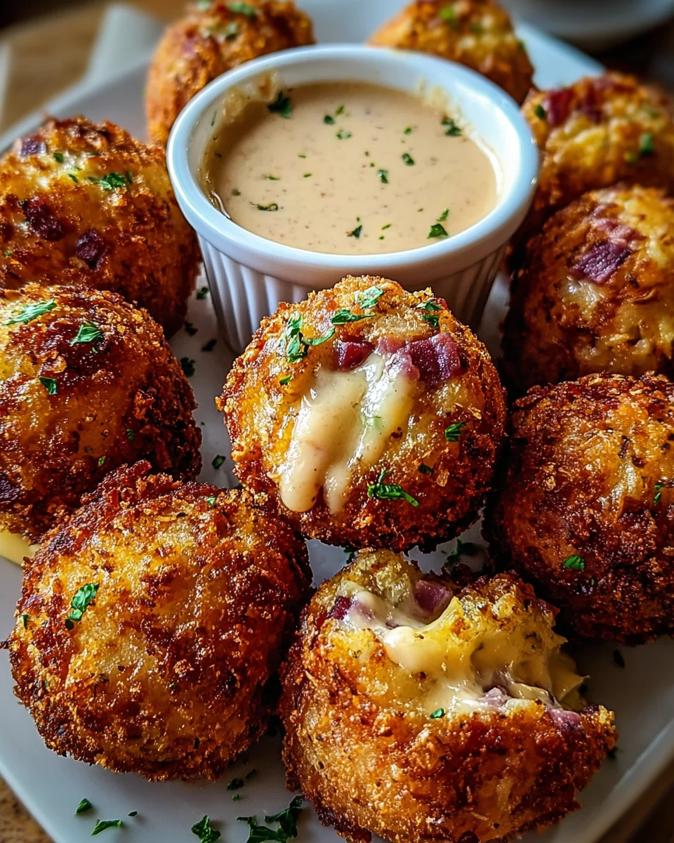 Reuben Balls with Spicy Thousand Island Dipping Sauce