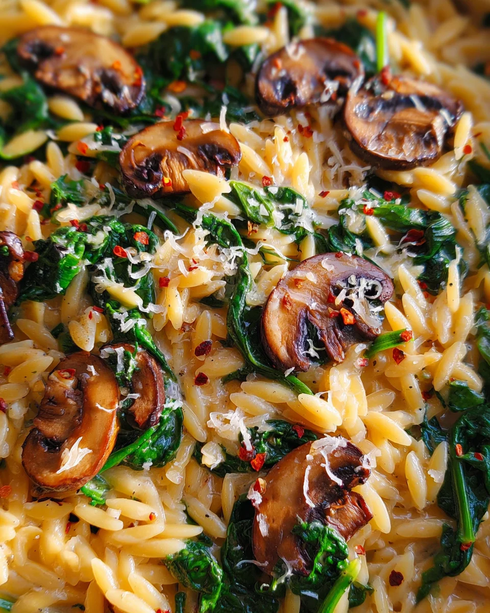Spinach Mushroom Orzo