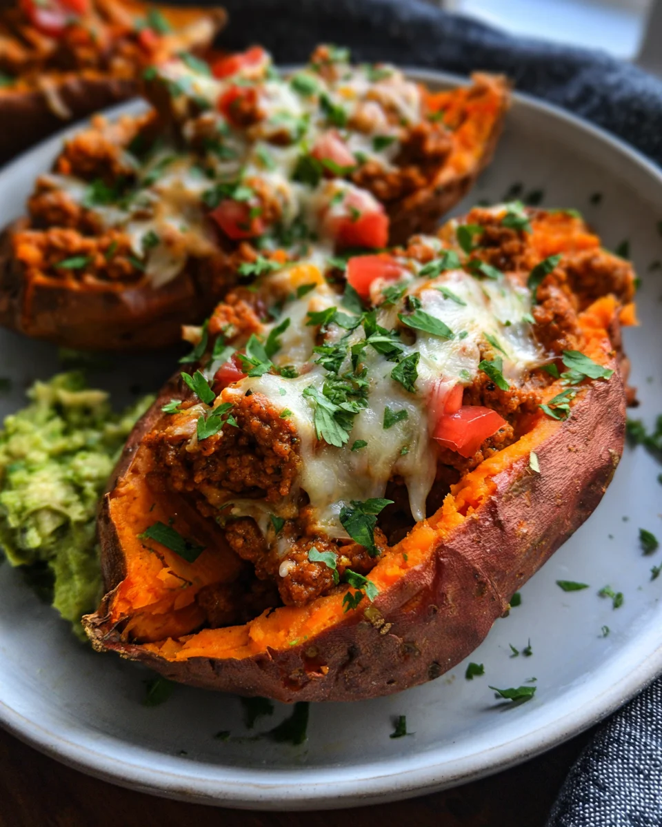 Turkey Taco Stuffed Sweet Potatoes