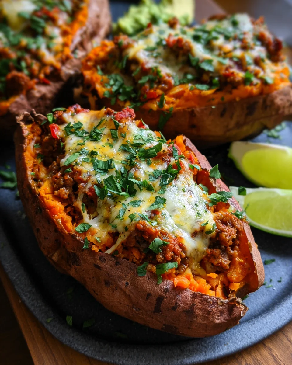 Turkey Taco Stuffed Sweet Potatoes 16 Turkey