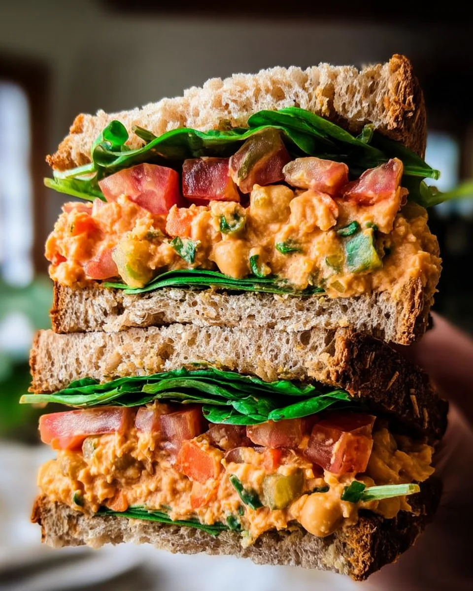 Vegan Buffalo Chickpea Salad Sandwich