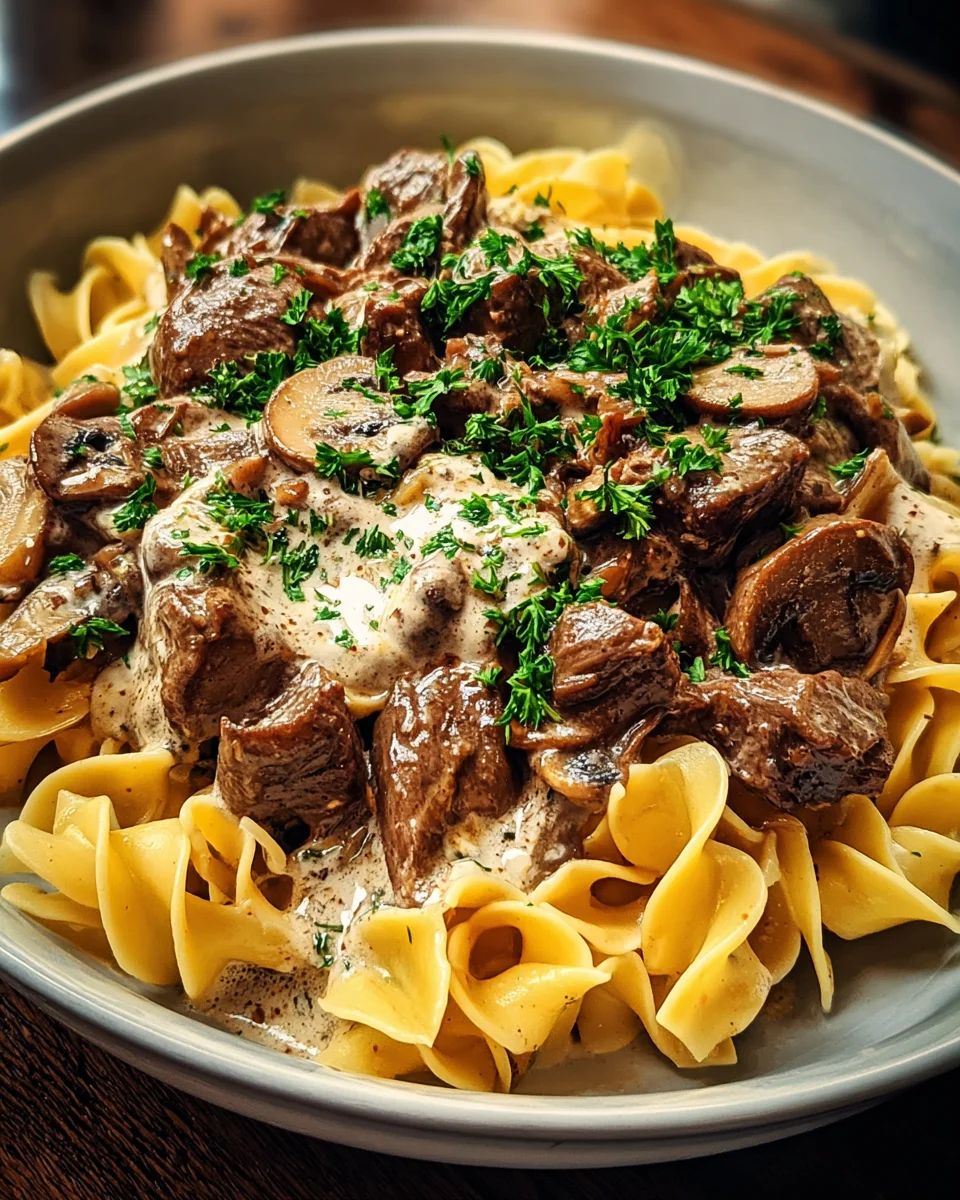 Beef Stroganoff with Egg Noodles