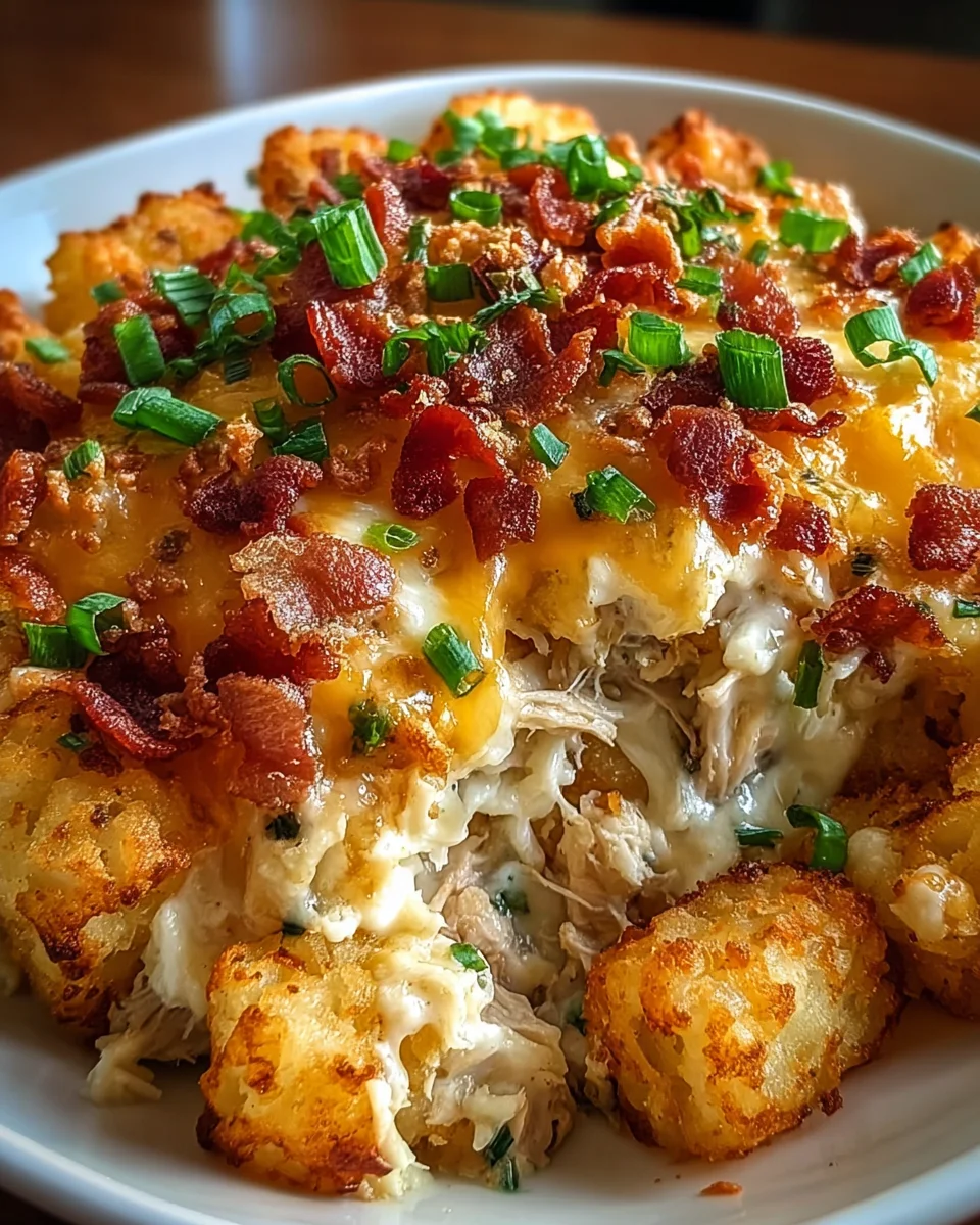 Easy Chicken Bacon Ranch Tater Tot Casserole