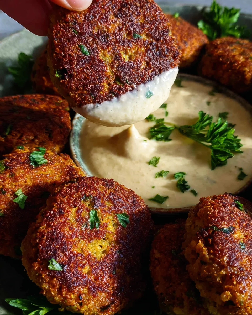 Easy Lentil Patties (with Lemon Tahini Dip)