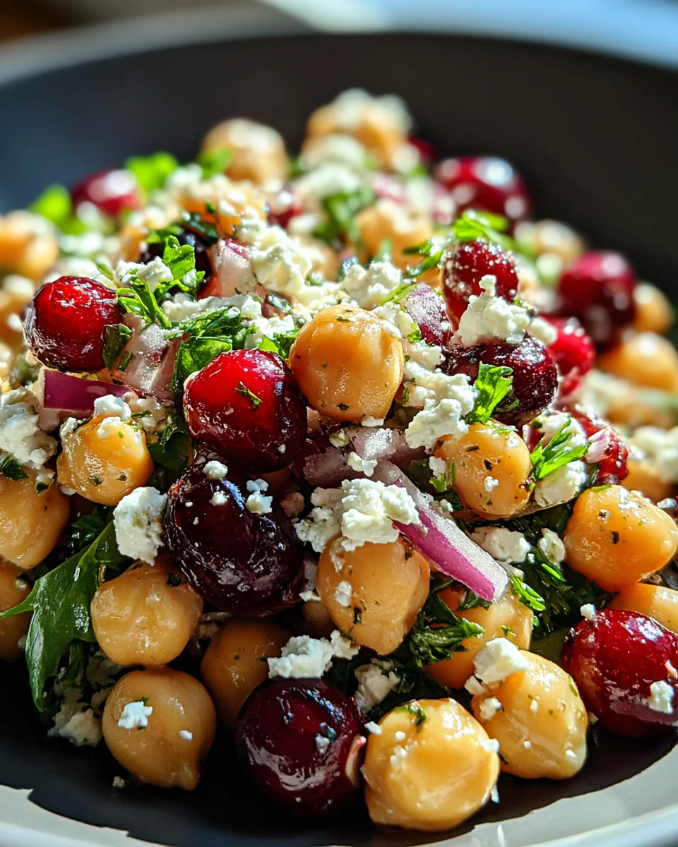 Feta & Cranberry Chickpeas with Lemon Vinaigrette