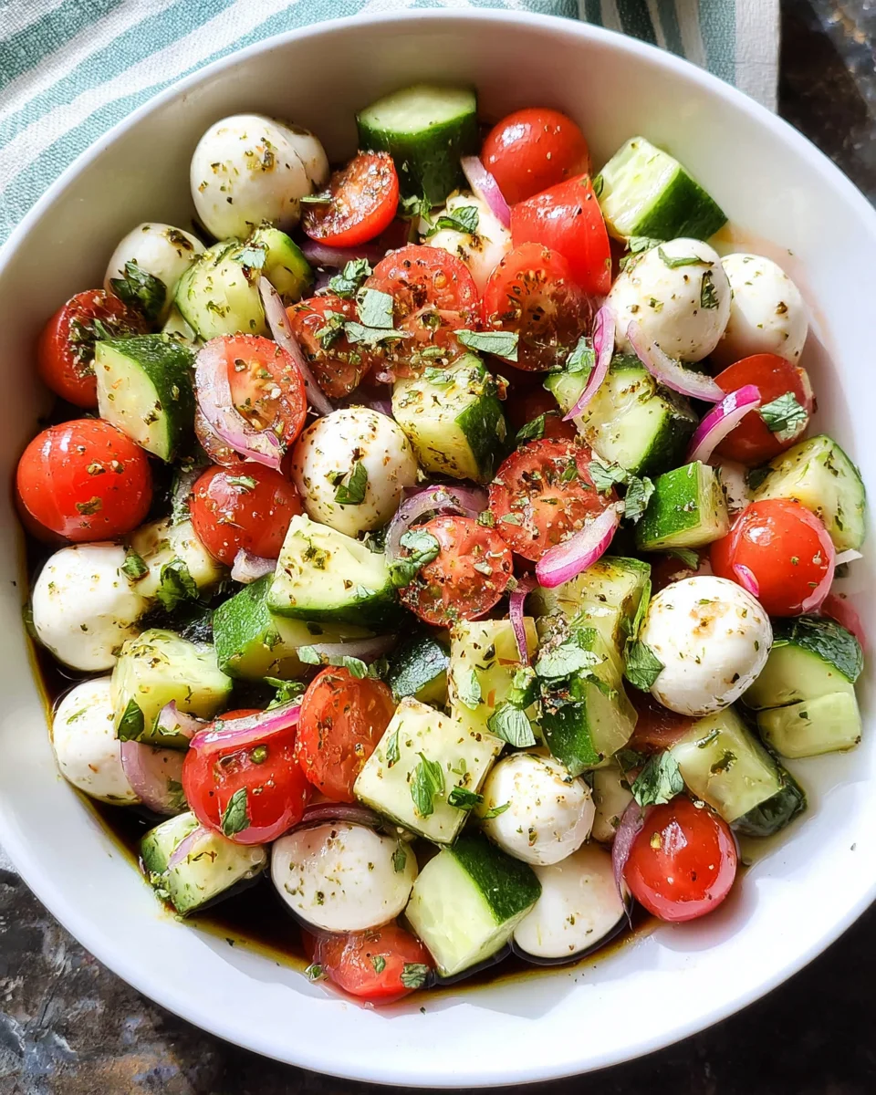 Fresh Cucumber Caprese Salad