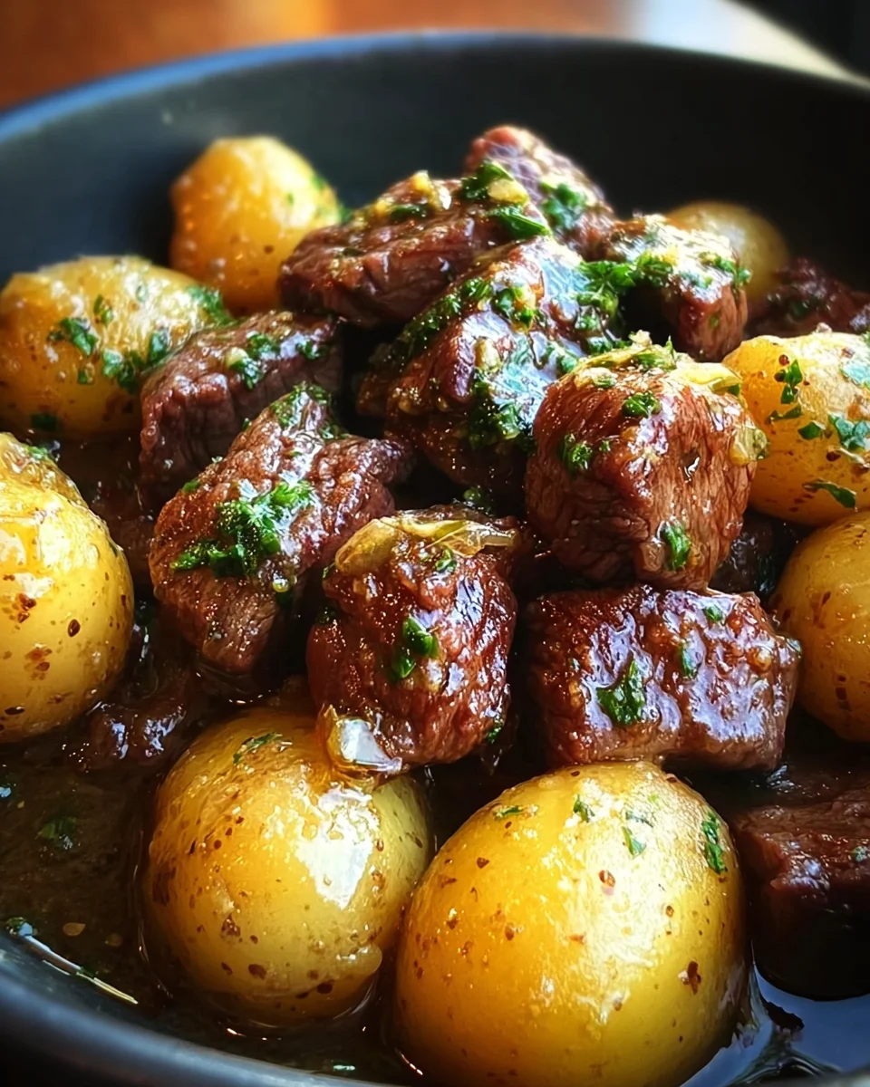 Garlic Butter Beef Bites with Potatoes