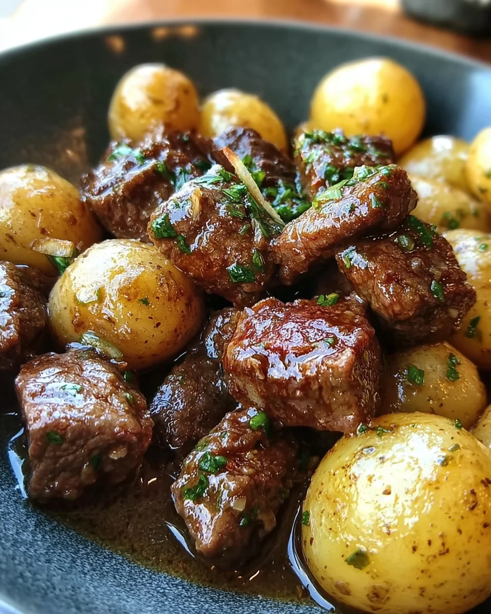 Garlic Butter Beef Bites with Potatoes 24 Garlic