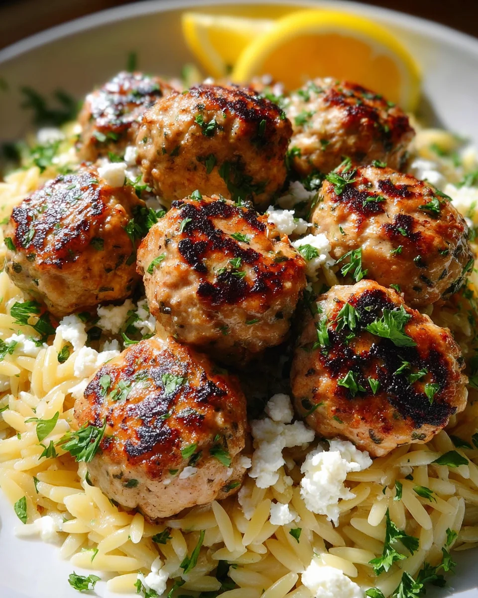 Greek Chicken Meatballs with Lemon Orzo 21 Greek
