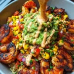 Grilled Shrimp Bowl with Avocado, Corn Salsa & Creamy Sauce 38 Grilled Shrimp Bowl with Avocado, Corn Salsa & Creamy Sauce