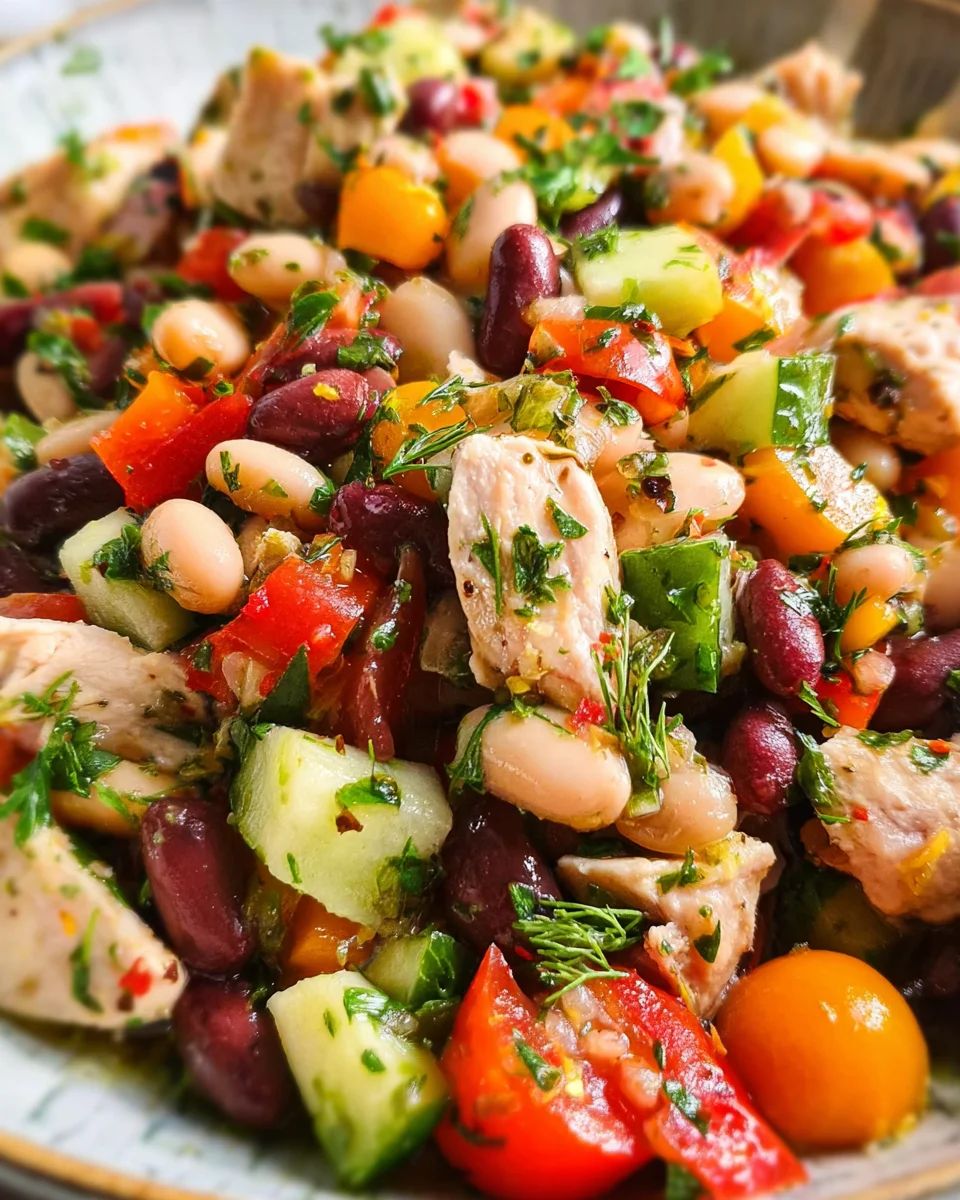 High-Protein Dense Bean Salad with Chicken