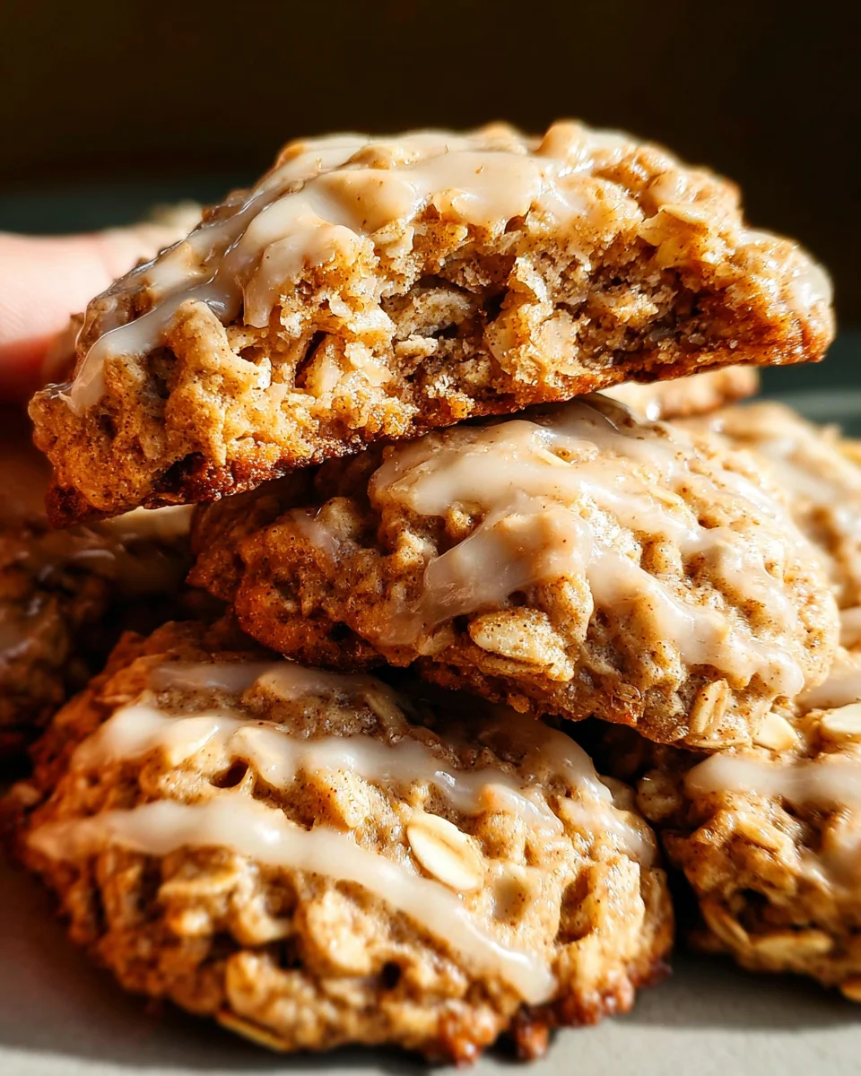 Seriously Thick & Chewy Chai Oatmeal Cookies with Maple Glaze