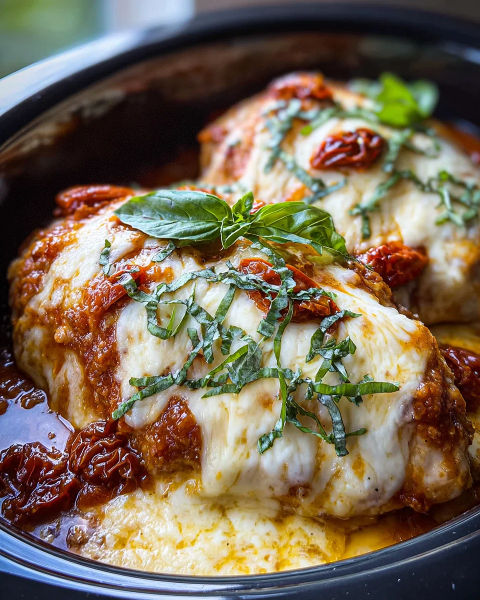 Slow Cooker Cheesy Mozzarella Chicken