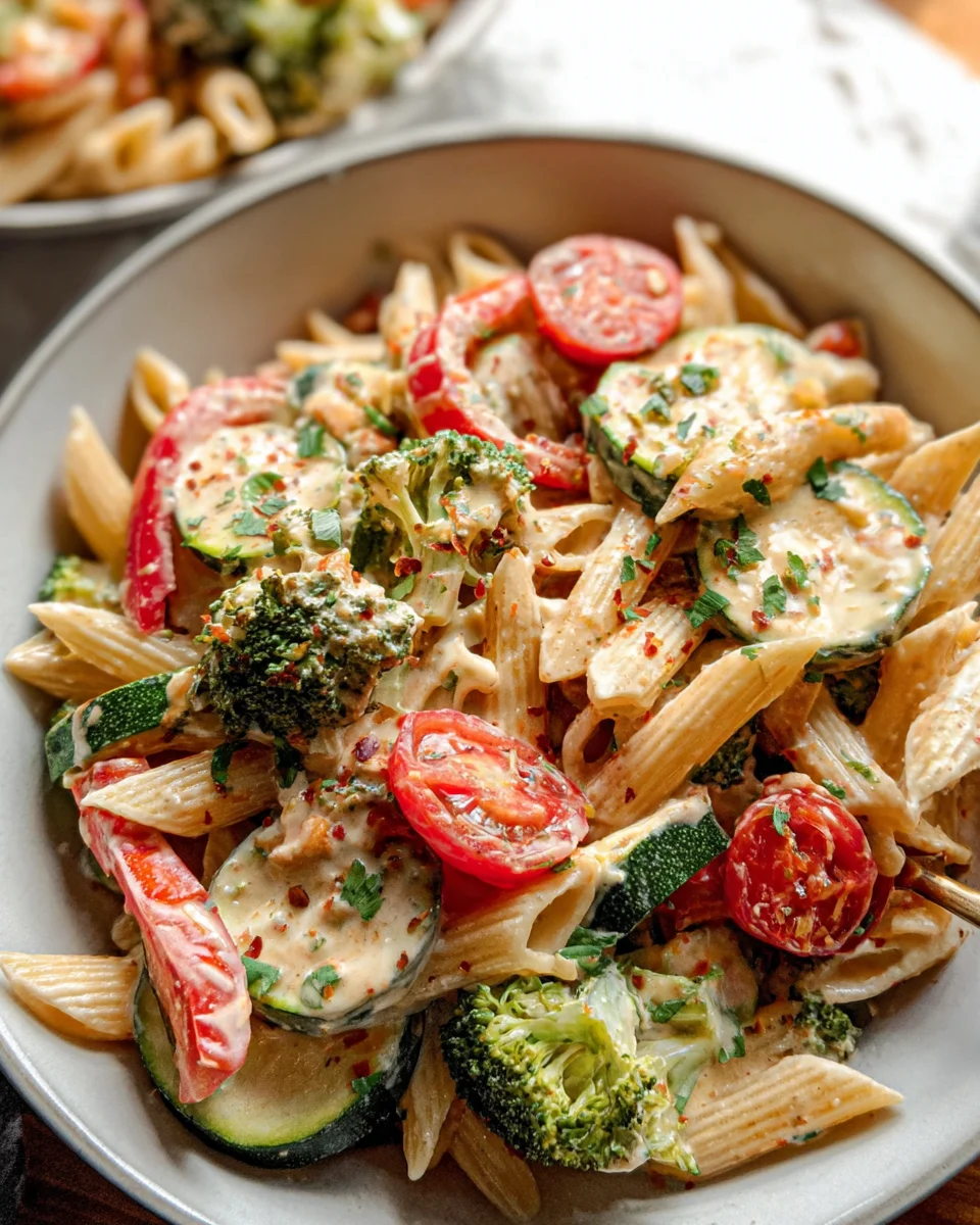 Vegan Pasta Primavera with Creamy Garlic Cashew Sauce 18 Vegan