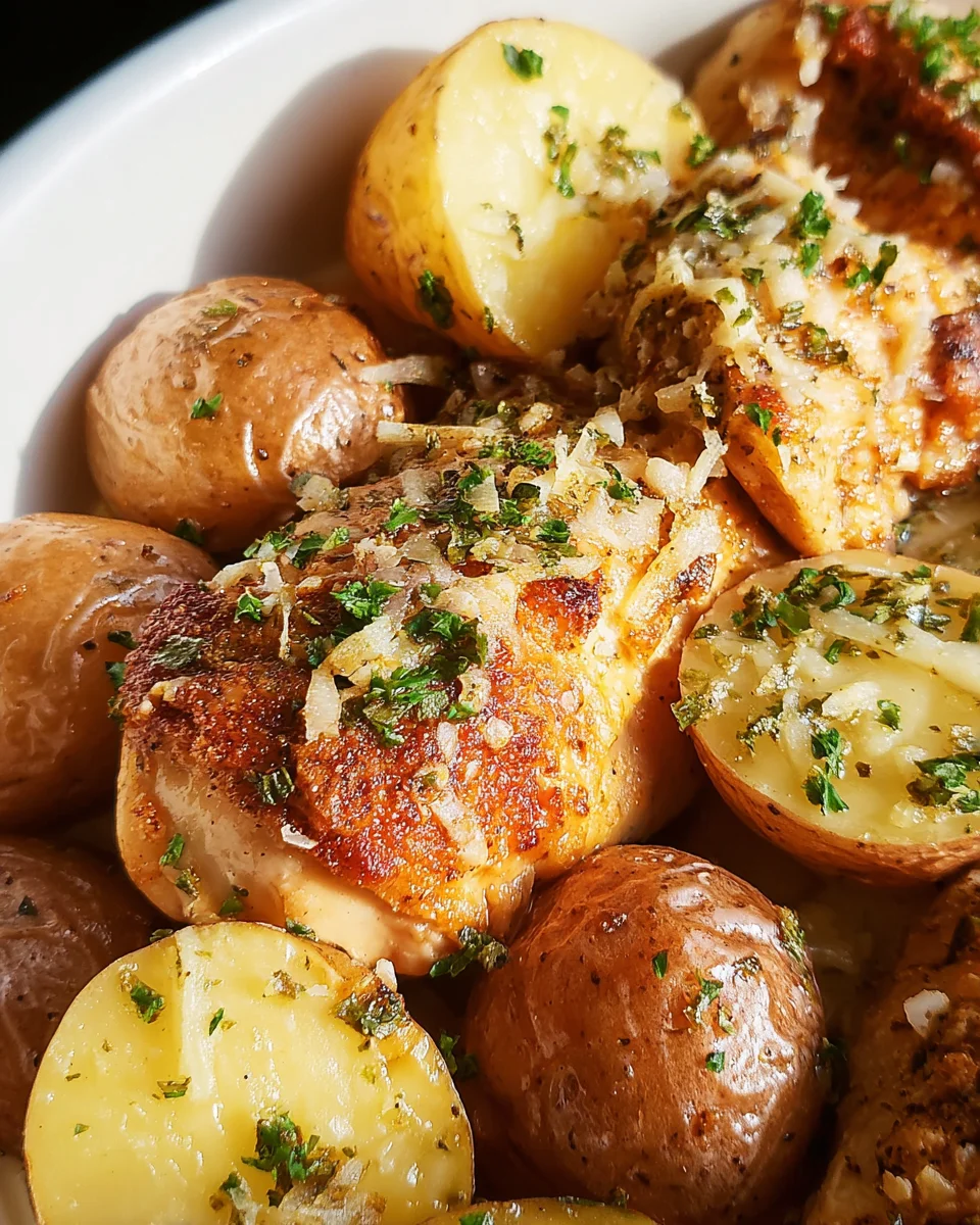 Garlic Parmesan Crockpot Chicken and Potatoes