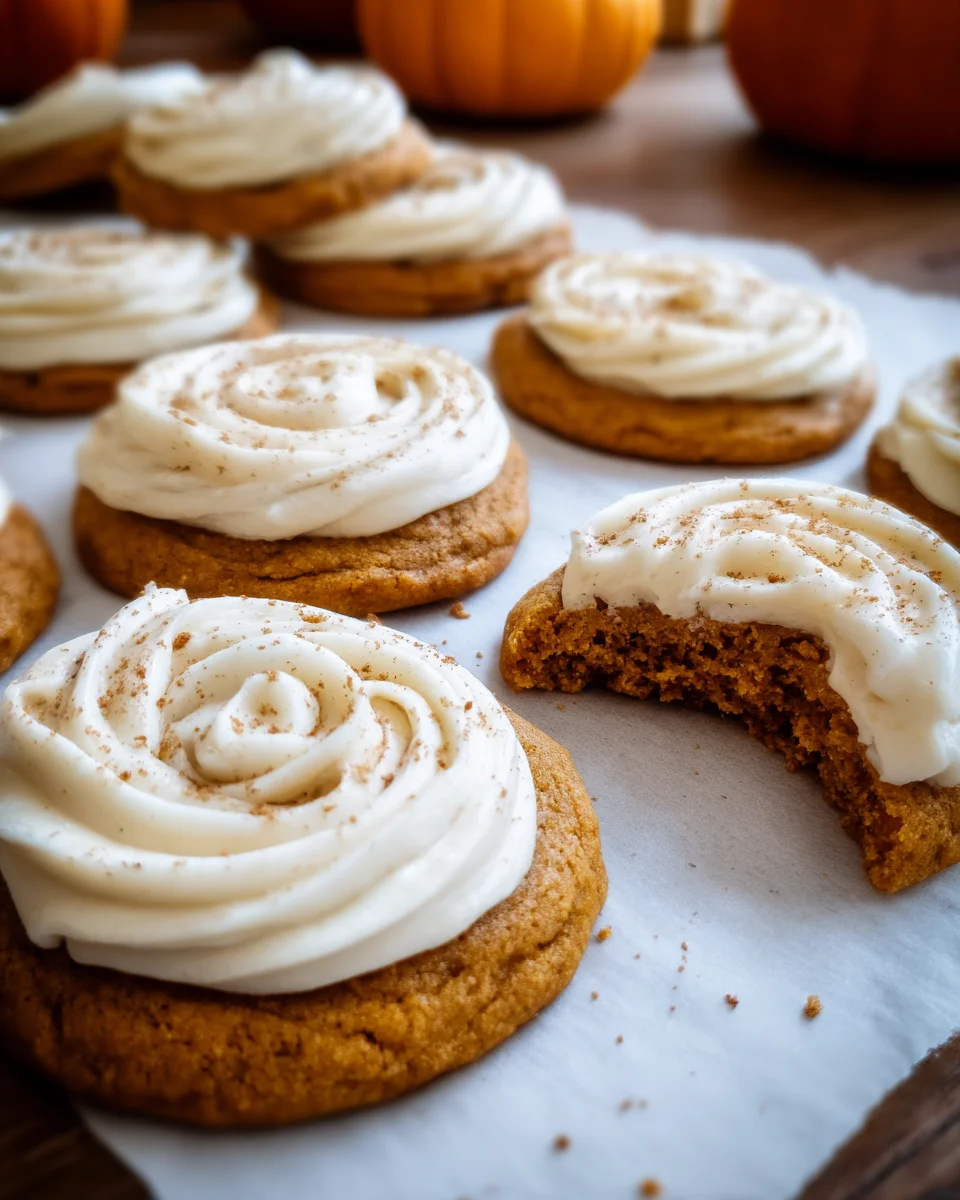 Pumpkin Sugar Cookies with Cream Cheese Frosting