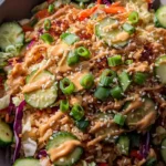 Quick Crispy Rice Salad with Peanut Sesame Dressing