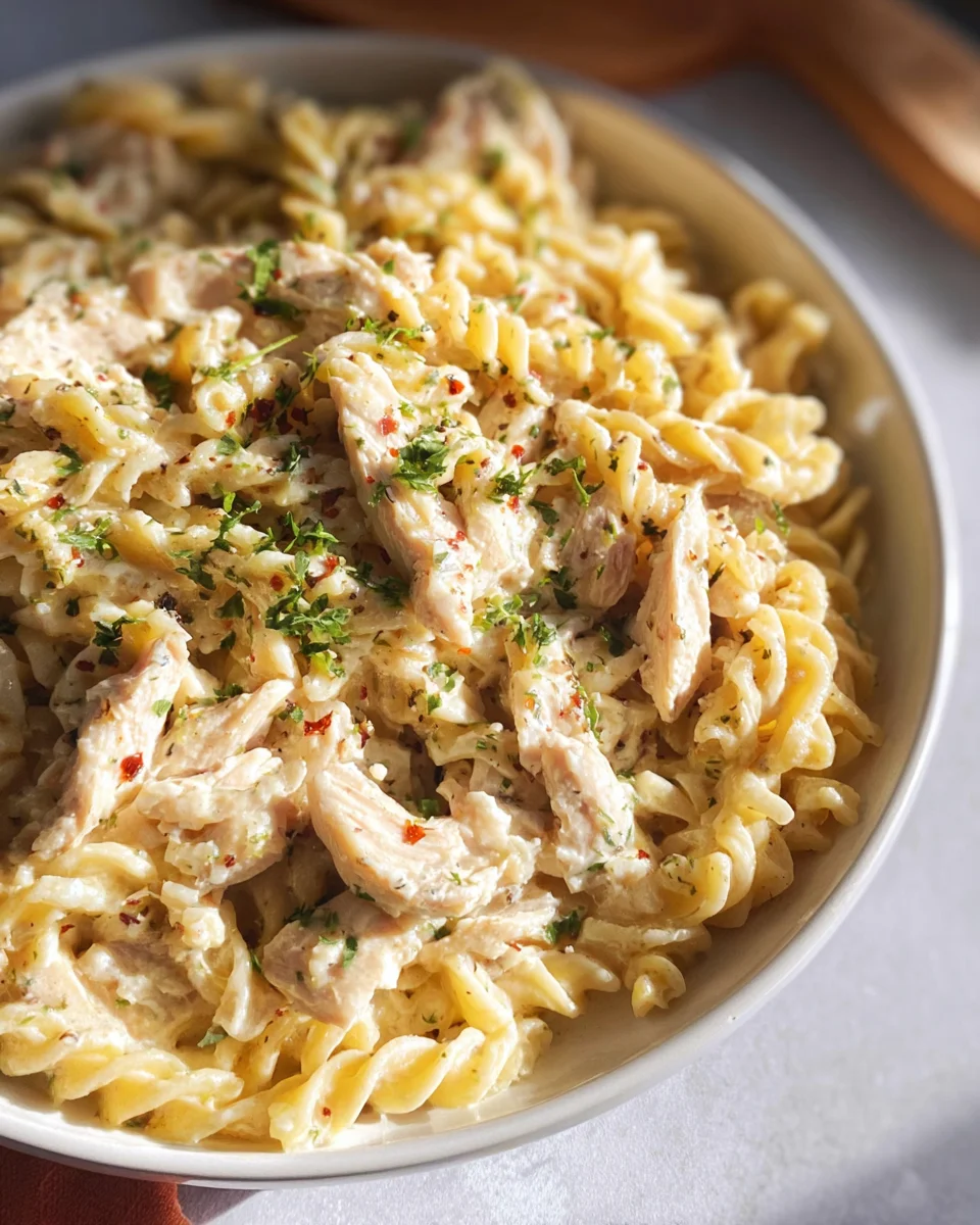 The Best Crockpot Garlic Parmesan Chicken Pasta Recipe