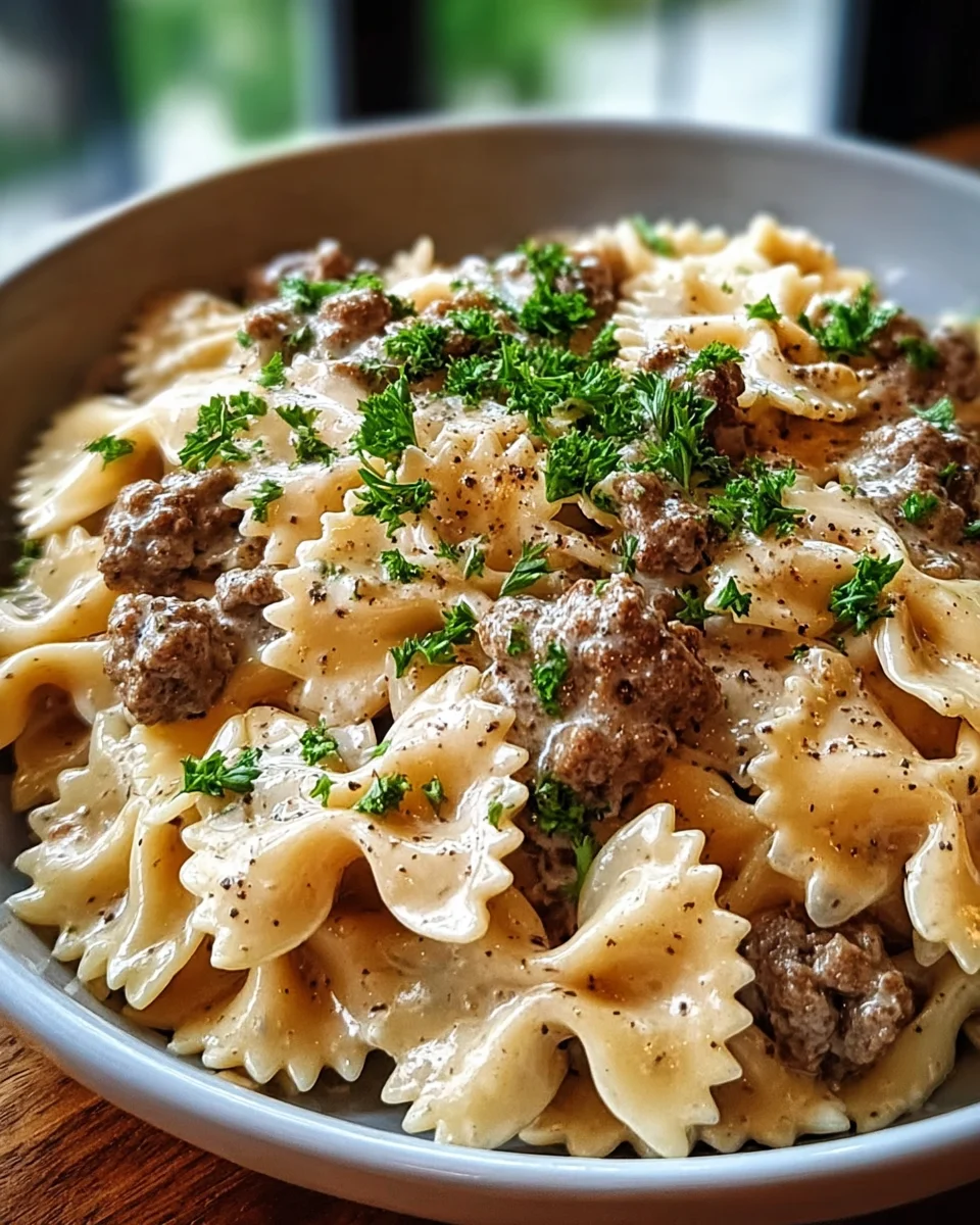 Beef and Bowtie Pasta with Alfredo Sauce 18 Beef