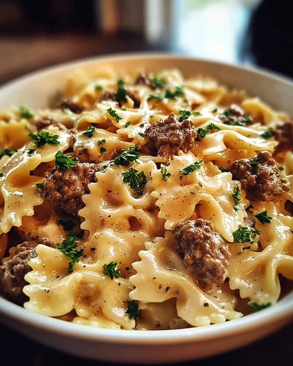 Beef and Bowtie Pasta with Alfredo Sauce 19 Beef