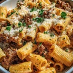 Creamy Parmesan Beef Rigatoni