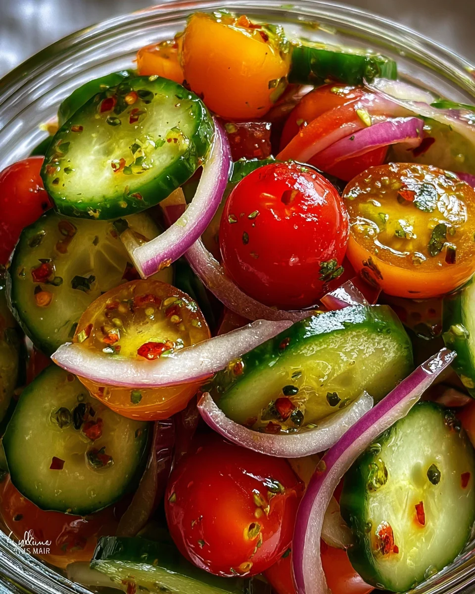 Marinated Cucumbers, Onions, and Tomatoes