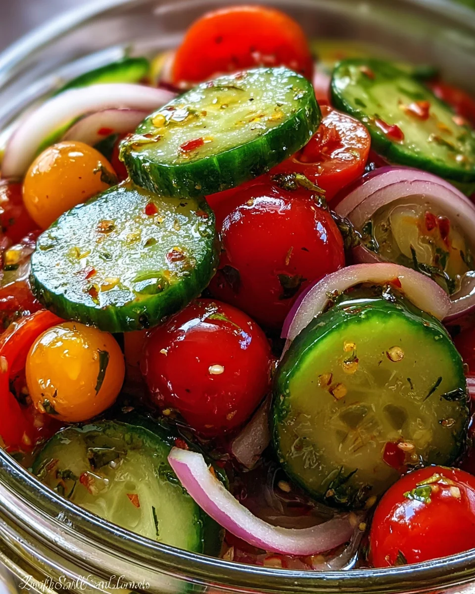 Marinated Cucumbers, Onions, and Tomatoes 17 Marinated