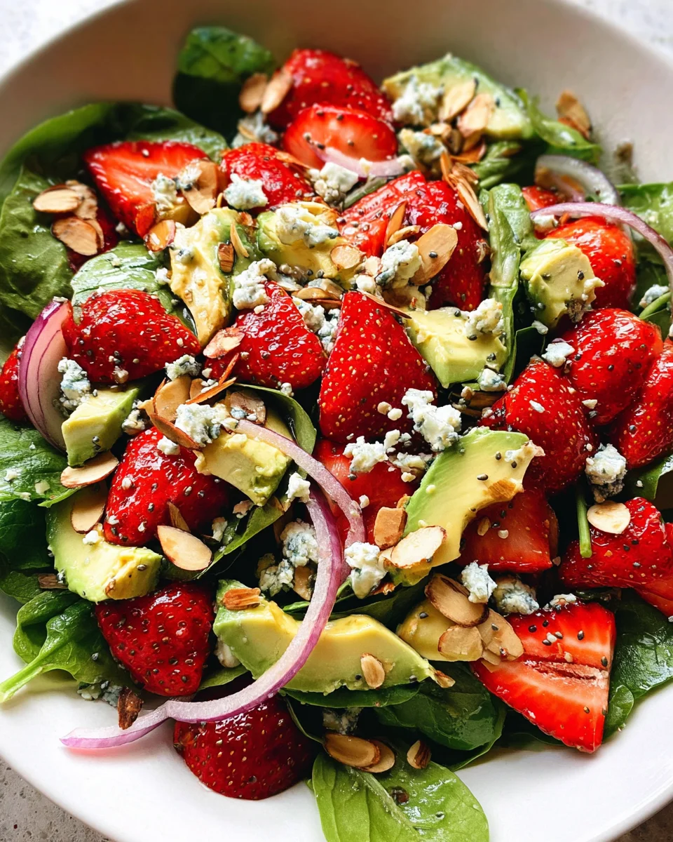 Strawberry Avocado Spinach Salad with Poppyseed Dressing